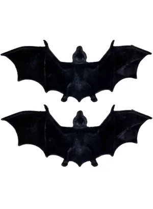 Flocked Black 2 Pack Bats Halloween Decoration