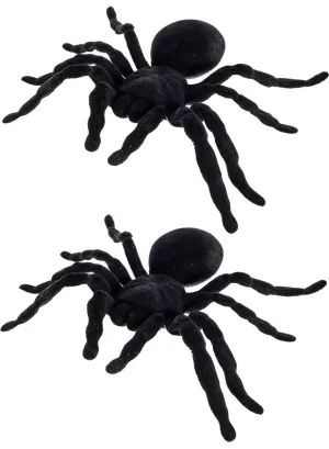 Flocked Black Spider 2 Pack Halloween Decoration