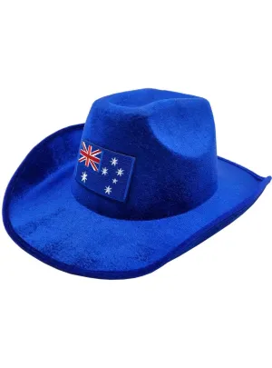 Flocked Blue Australia Day Cowboy Hat
