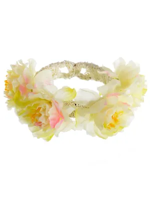 Floral Creamy Yellow 1970s Hippie Costume Bracelet
