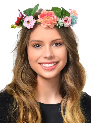 Floral Forest Fairy Costume Crown in Pink and Blue