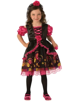 Floral Girls Pink Day of the Dead Fancy Dress Costume