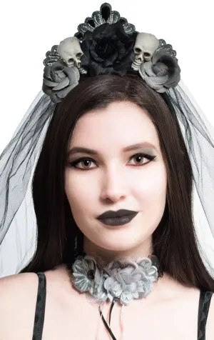 Floral Gothic Bride Veil Halloween Headpiece