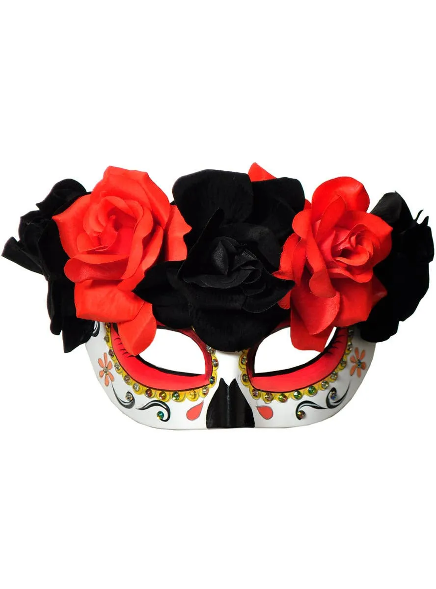 Floral Half Face Womens Sugar Skull Masquerade Mask