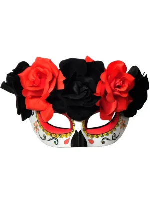 Floral Half Face Womens Sugar Skull Masquerade Mask