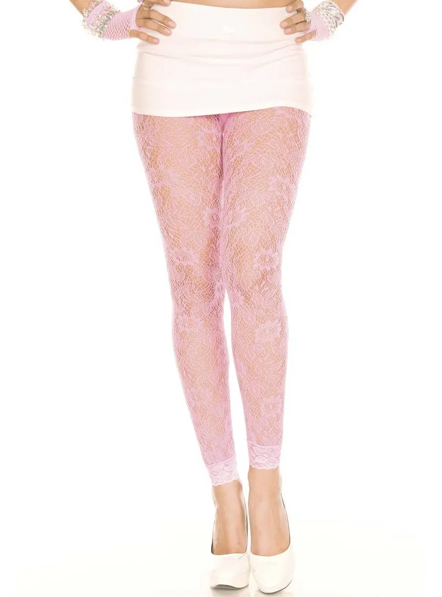 Floral Lace Neon Pink Leggings