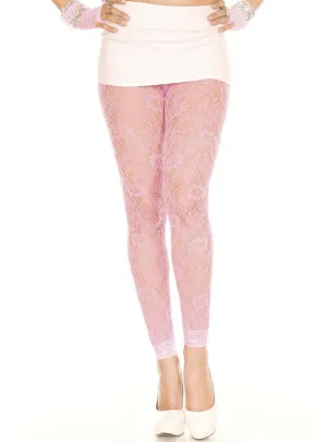 Floral Lace Neon Pink Leggings