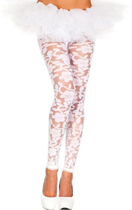 Floral Lace Sexy White Leggings