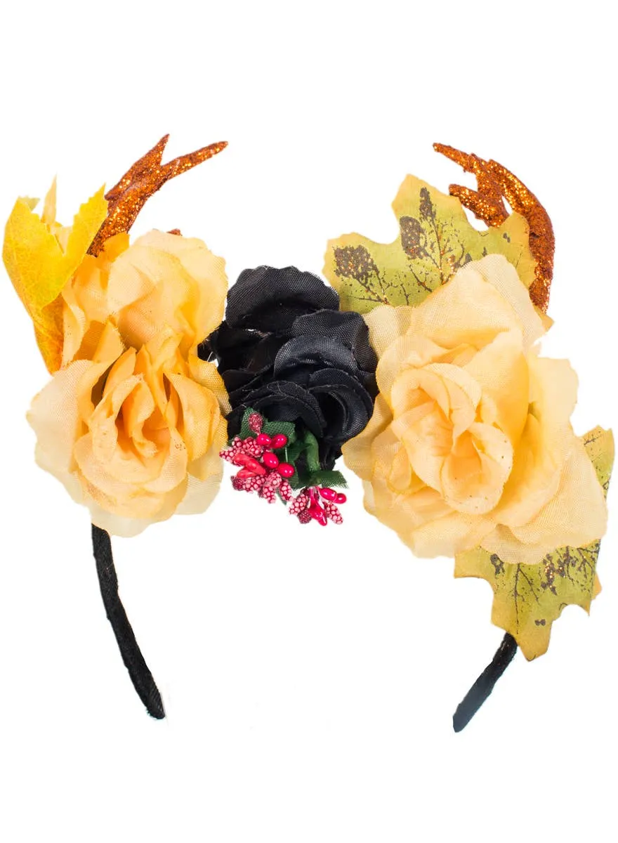 Floral Woodland Deer Antlers Costume Headband