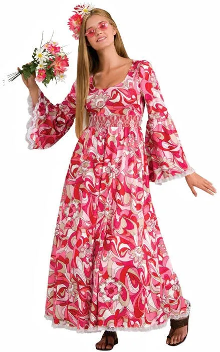 Flower Child 1970s Womens Hippie Costume