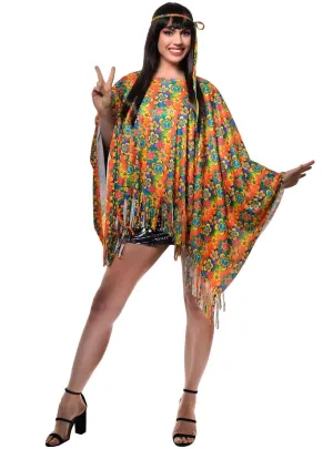 Flower Hippie Adults Poncho 1970s Costume