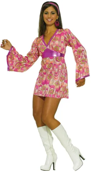 Flower Power 1960s Pink Go-Go Womens Costume