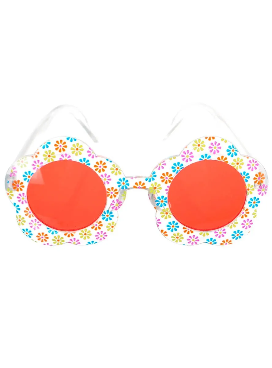 Flower Power 1970s Hippie Costume Glasses
