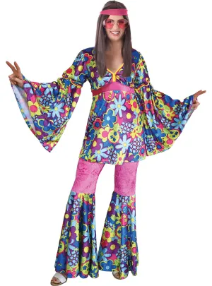 Flower Power Hippie Womens 1970s Costume