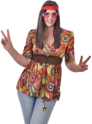 Flower Power Hippie Womens 70s Costume Shirt