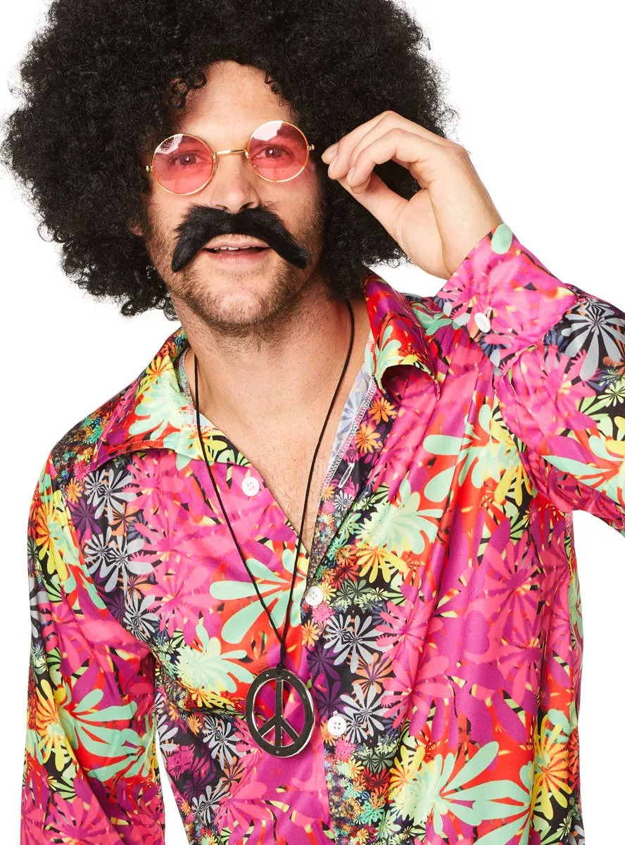 Flower Power Mens Pink 70s Hippie Costume Shirt