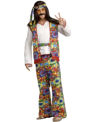 Flower Power Mens Plus Size Hippie Costume