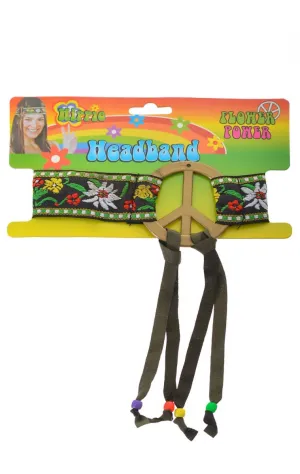 Flower Power Womens Peace Sign Hippie Headband