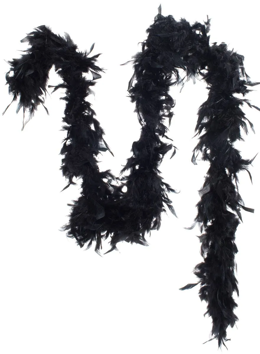 Fluffy 183cm Black Feather Boa Costume Accessory