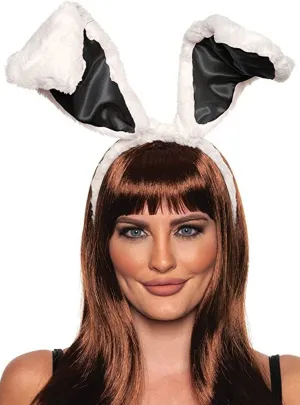 Fluffy Black and White Bunny Ears and Tail Set
