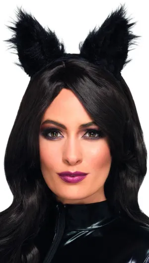 Fluffy Black Cat Ears Headband