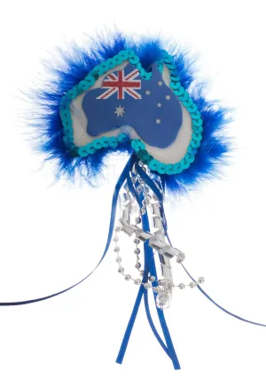 Fluffy Blue Australia Day Novelty Badge Accessory