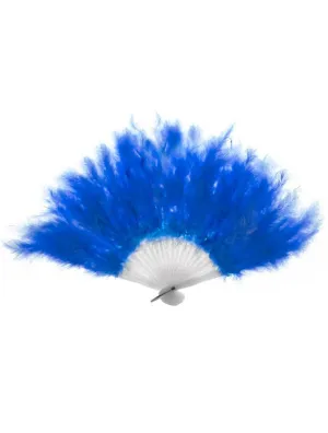 Fluffy Blue Feather Hand Held Costume Fan