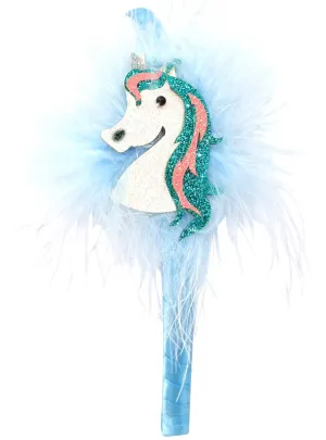 Fluffy Blue Glitter Unicorn Girls Costume Headband