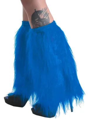 Fluffy Bright Blue Leg Warmers Costume Accessory