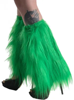 Fluffy Bright Green Leg Warmers Costume Accessory