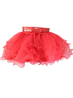 Fluffy Bright Red Ruffled Mesh Womens Tutu Skirt