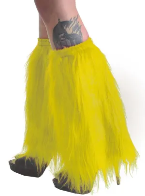 Fluffy Bright Yellow Leg Warmers Costume Accessory
