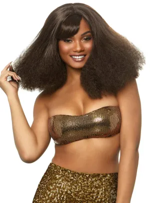 Fluffy Brown 40cm Disco Diva Womens Costume Wig