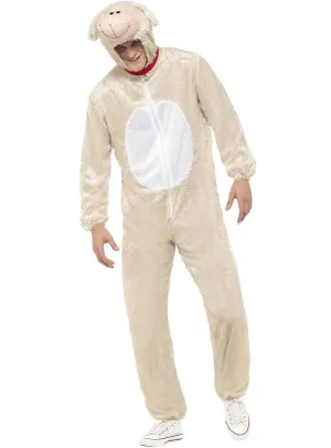 Fluffy Cream Lamb Mens Onesie Costume