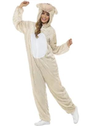 Fluffy Cream Lamb Womens Onesie Costume