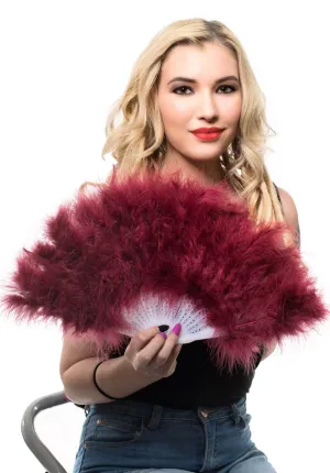 Fluffy Deep Red Feather Fan Costume Accessory