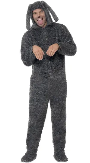 Fluffy Dog Mens Grey Costume Animal Onesie