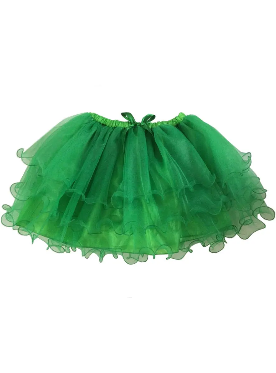 Fluffy Green Ruffled Mesh Womens Tutu Skirt
