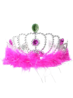 Fluffy Hot Pink Feather Princess Costume Tiara