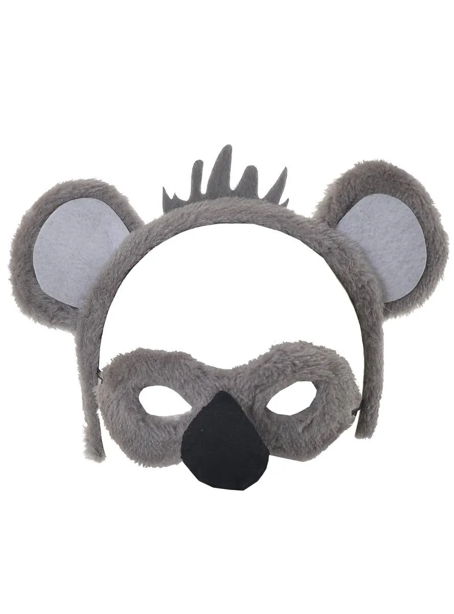 Fluffy Koala Kids Mask and Headband Accessory Set