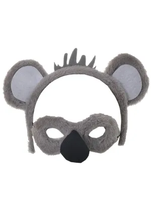Fluffy Koala Kids Mask and Headband Accessory Set