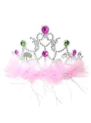 Fluffy Light Pink Feather Princess Costume Tiara