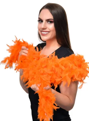 Fluffy Neon Orange Feather Boa Costume Accessory