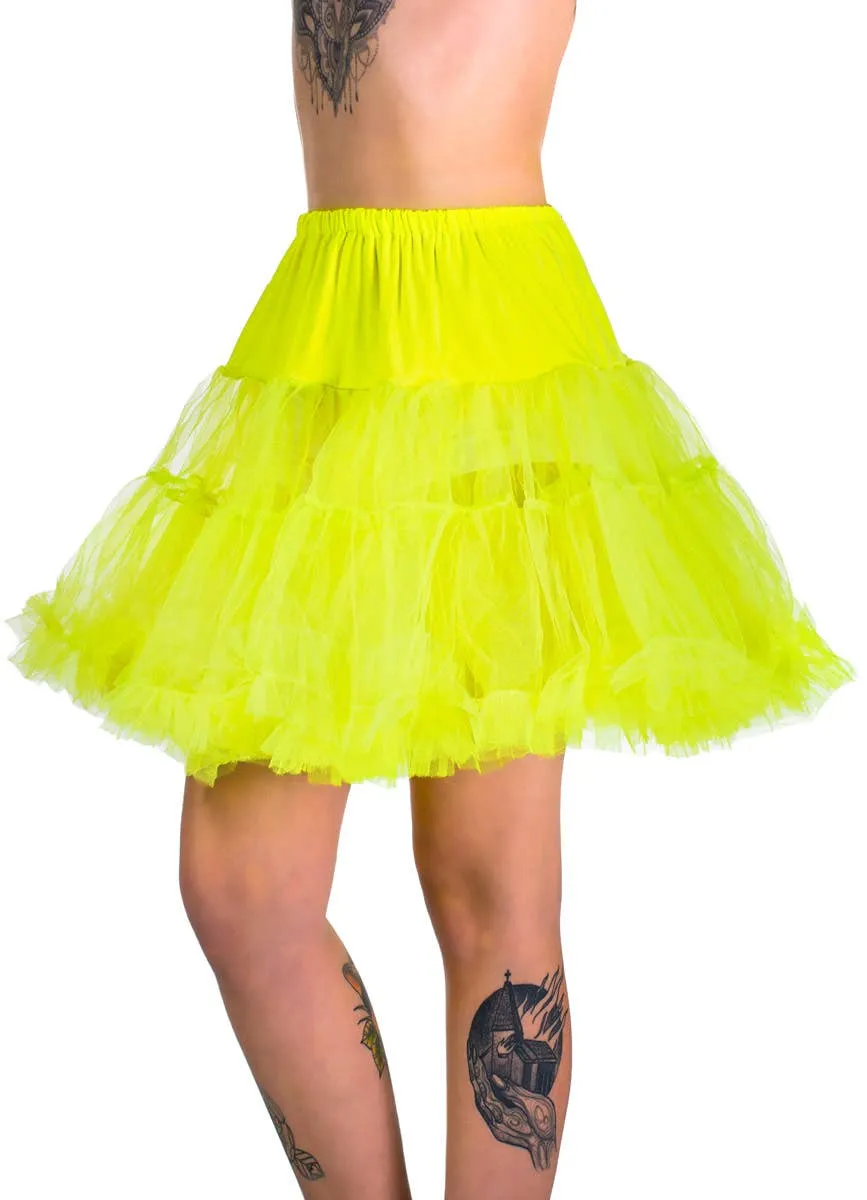 Fluffy Neon Yellow Thigh Length Costume Petticoat