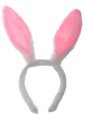 Fluffy Pink and White Bunny Costume Ears