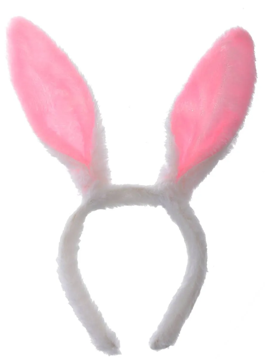 Fluffy Pink and White Bunny Costume Ears