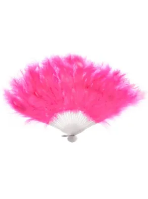 Fluffy Pink Feather Hand Held Costume Fan