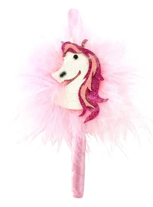 Fluffy Pink Glitter Unicorn Girls Costume Headband