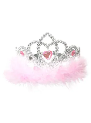 Fluffy Pink Princess Girls Costume Tiara with Jewels