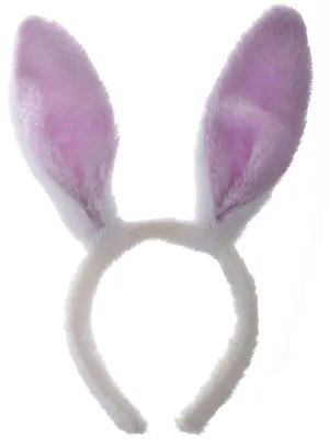 Fluffy Purple and White Bunny Costume Ears